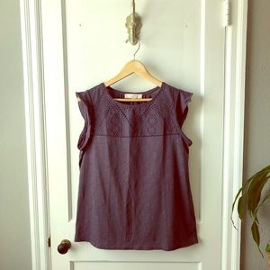 Loft top with flutter sleeves